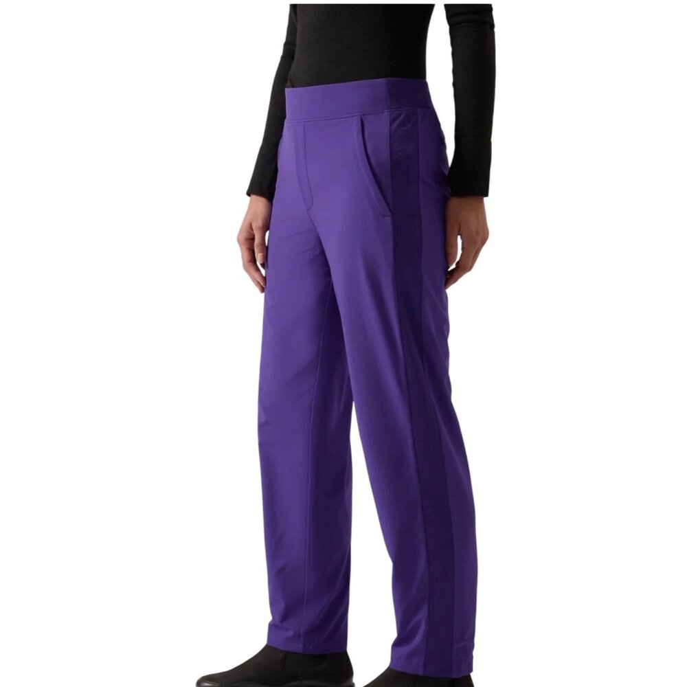 Athleta Brooklyn Lined Pant Womens Purple Ribbed Waist Size 8